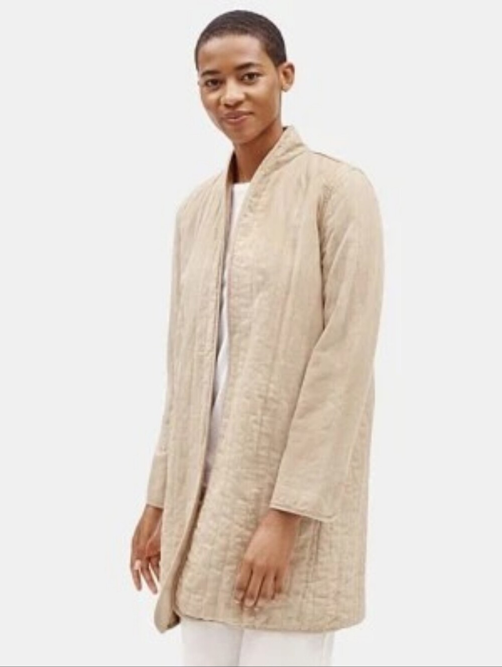 Eileen Fisher Quilted High Collar Coat